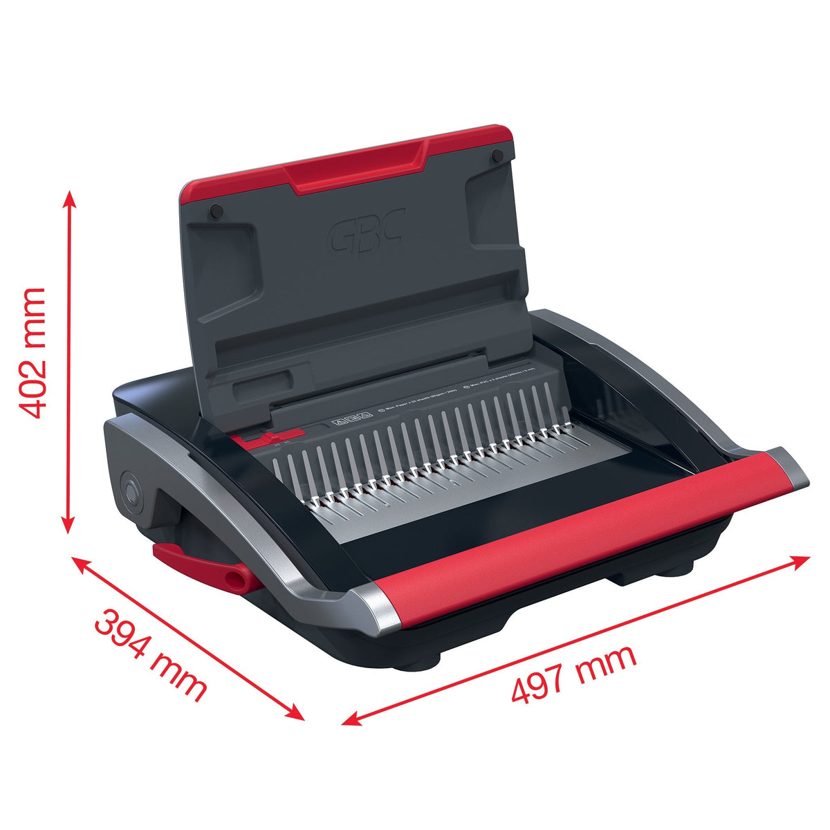 Gbc Combbind Cb25, Kamm-Bindegerät, Manuell, 390 Hojas, Negro, Rojo