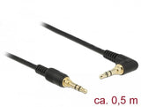 Delock Klinkencable 3,5 Mm 3 Pin Stecker > Stecker Gewinkelt 0,5 M Schwarz
