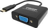 Vision Tc-Usbcvga/Bl Adaptador De Cable De Vídeo Usb Tipo C Vga (D-Sub) Negro