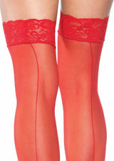 Leg Avenue - Medias Con Costura Y Encaje Talla Grande Rojo 1101q