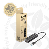 Club3d Usb 3.2 Gen1 Tipo-A, Hub De 3 Puertos Con Gigabit Ethernet