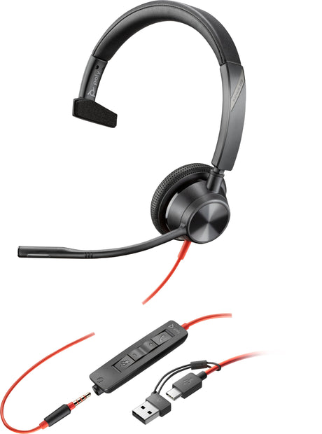 EAN 0197498429038 - Poly Blackwire 3315 Monaural USB-C Headset +3.5mm Plug +USB-C/A Adapter Alámbrico Diadema Oficina/Centro  imagen 4