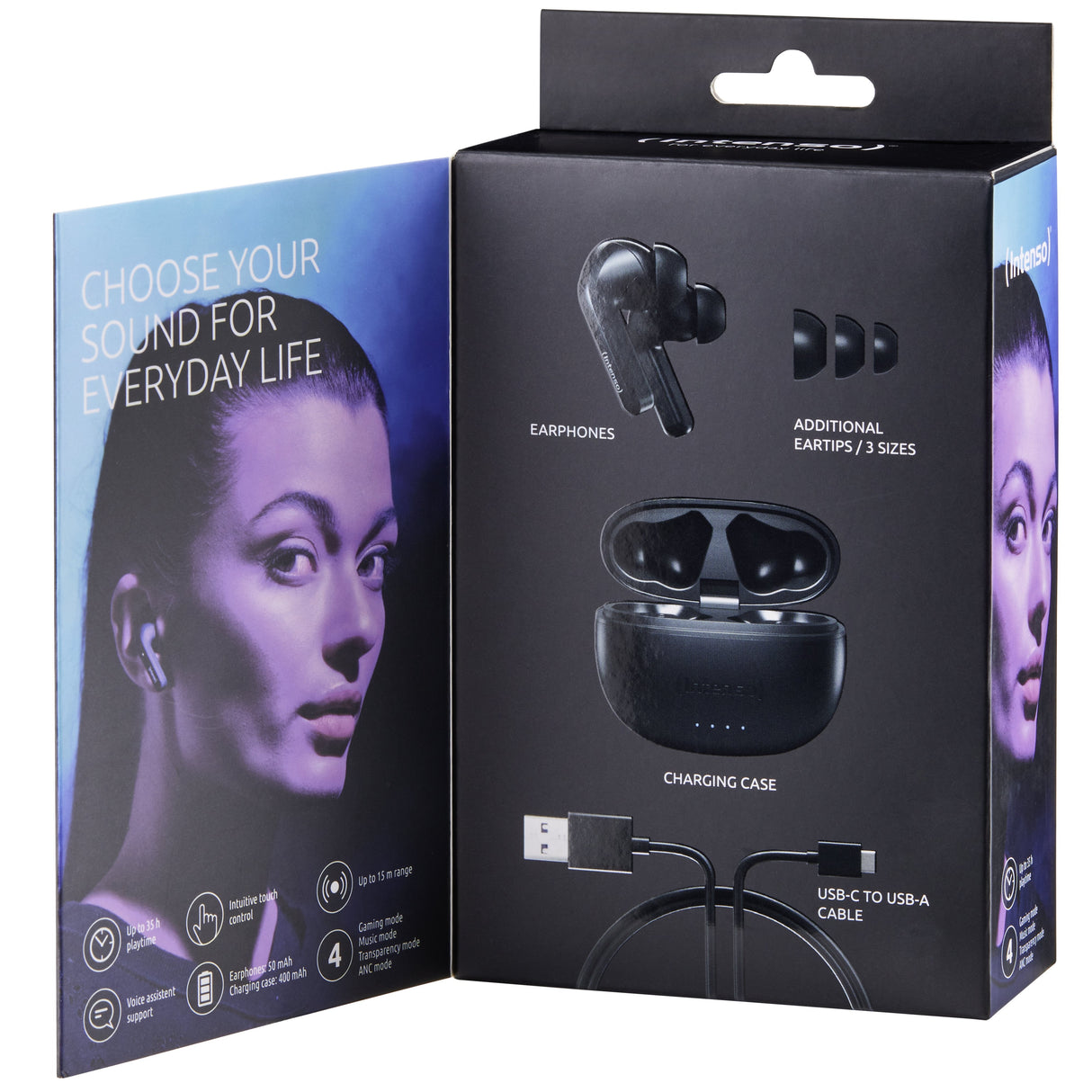 Intenso Buds T300a Auriculares Tws Con Anc Black