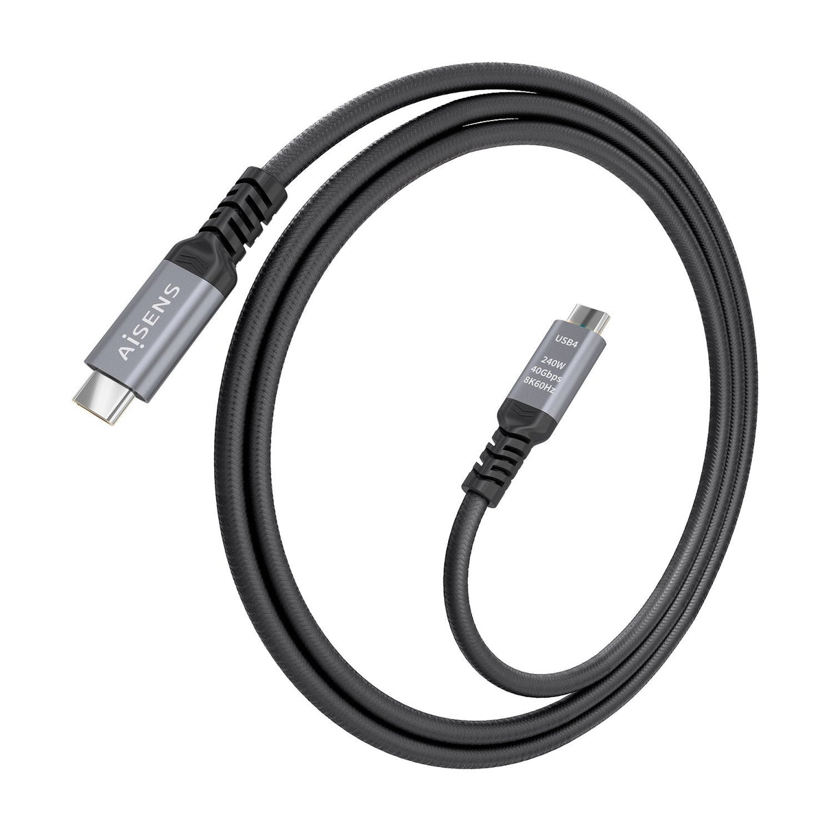 Cable Usb 4.0 Tipo-C Aisens A156-0995 Usb Tipo-C Macho Usb Tipo-C Macho Hasta 240w 40gbps 1.5m Negro