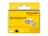Delock Usb 2 In 1 Aufrollcable Typ-A Zu Micro-B Und Lightning Weiss   Gold