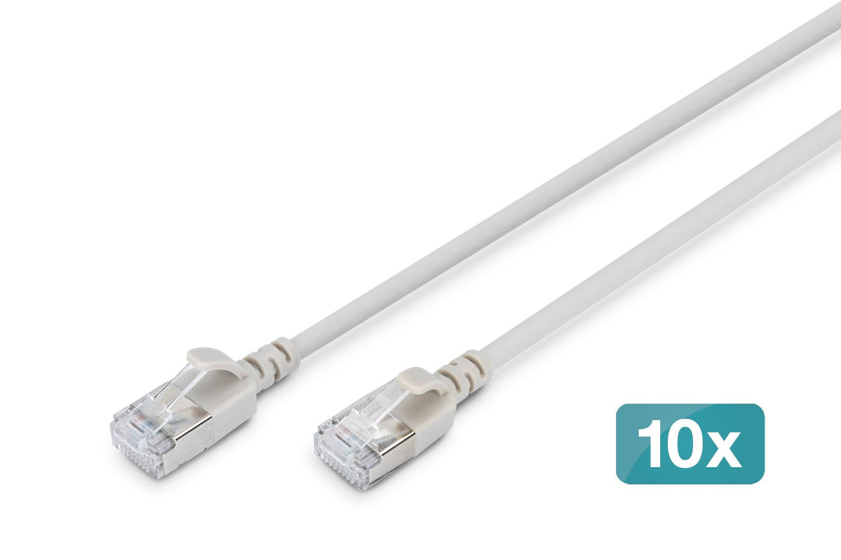 Digitus Cable De Red Cat 6a F/Ftp Slim 0,50m Gris 10 Unidades
