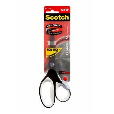 Scotch Tijeras De Titanio 20cm - Antiadherentes - Mango Ergonomico Tacto Suave - Blanco/Negro