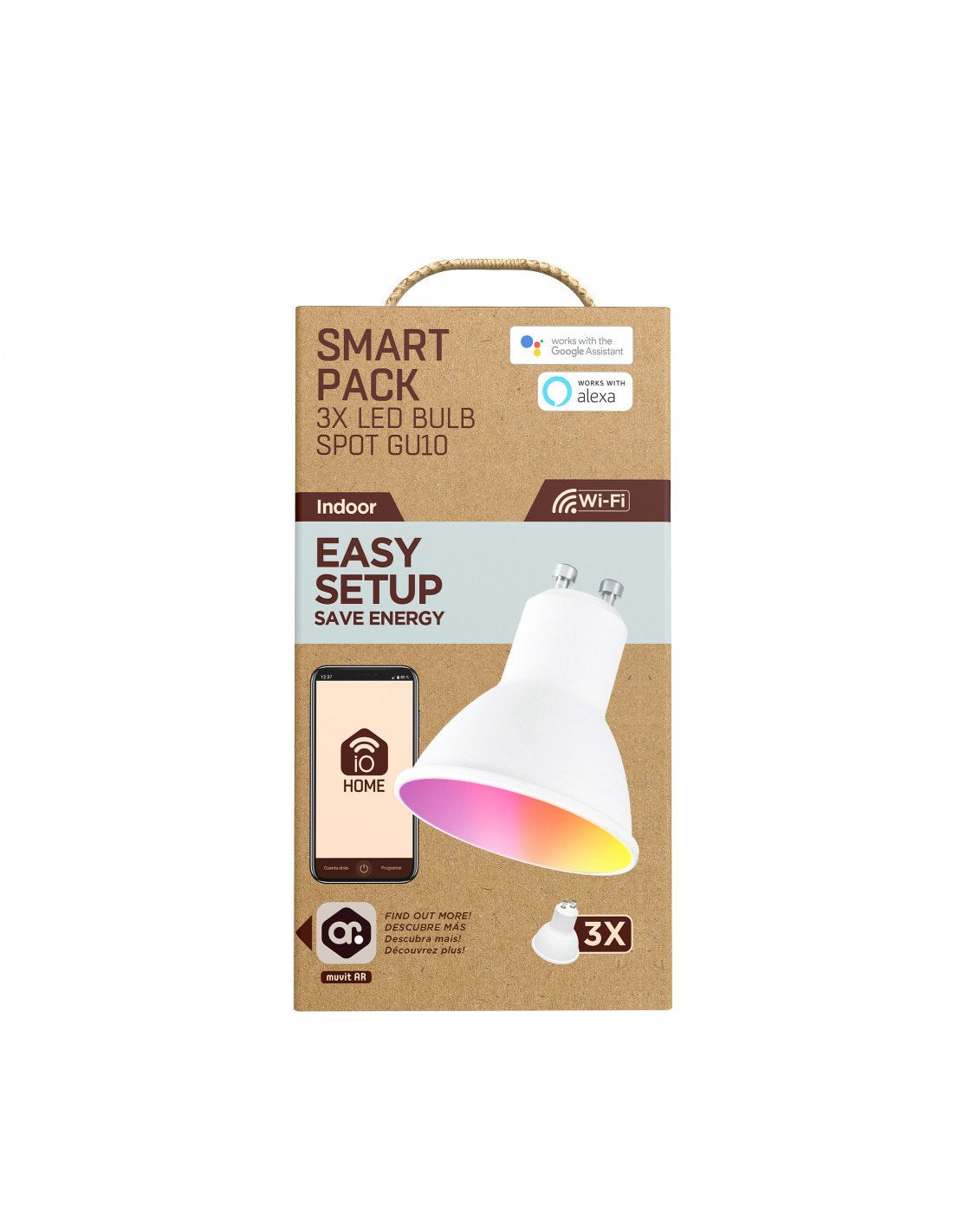 Bombilla Led Inteligente Muvit Io Miopak006 Casquillo Gu10 5.5w 400 Lúmenes 2700k-6500k Pack De 3 Uds