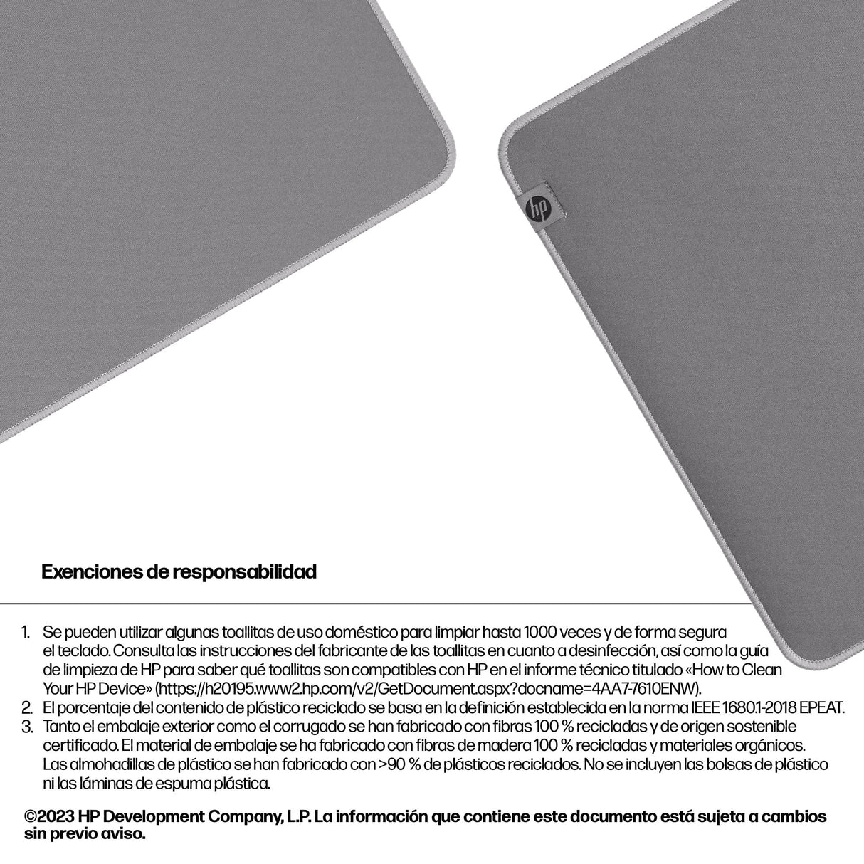 Hp 205 - Alfombrilla De Ratón - Desinfectable - Gris