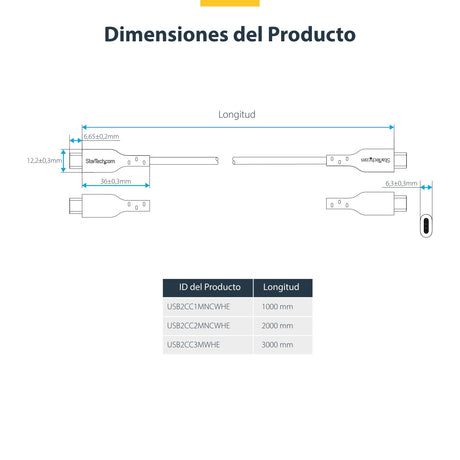EAN 0065030911818 - StarTech.com USB2CC2MNCWHE cable USB USB C imagen 9
