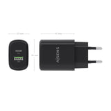 Aisens Cargador Gan 30w, 1xusb-C Pd3.0 Qc4.0, 1xusb-A Qc3.0, Negro