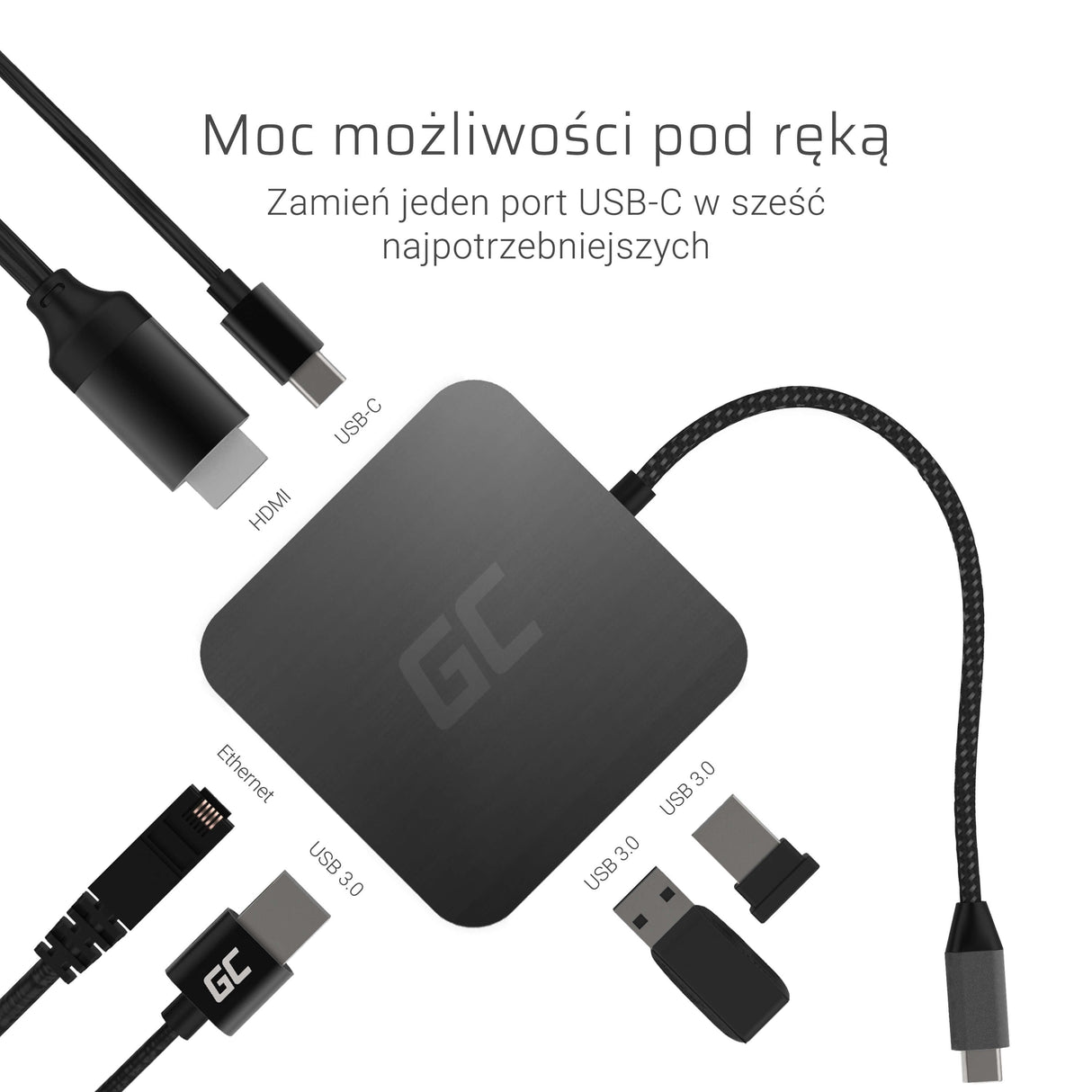 EAN 5903317224587 - Green Cell AK61 base para portátil y replicador de puertos USB 3.2 Gen 1 (3.1 Gen 1) Type-C Plata imagen 2