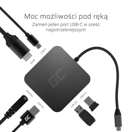 EAN 5903317224587 - Green Cell AK61 base para portátil y replicador de puertos USB 3.2 Gen 1 (3.1 Gen 1) Type-C Plata imagen 2