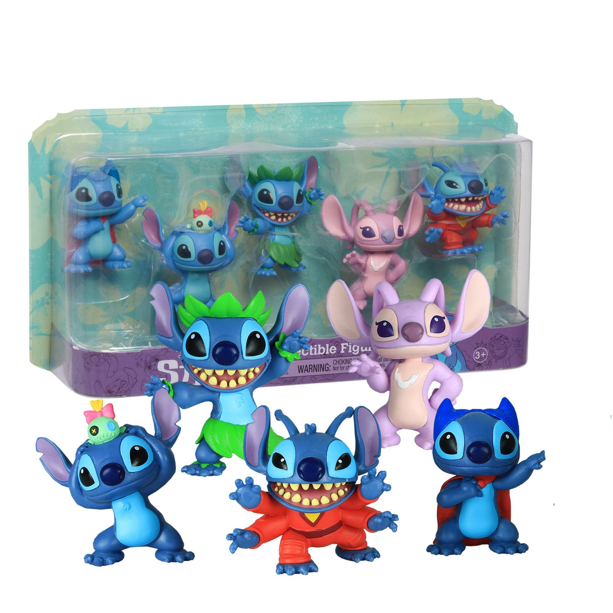 Blister 5 Figuras Stitch Disney 7cm