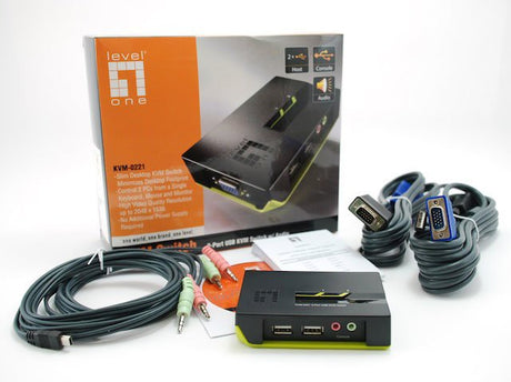EAN 4015867137857 - LevelOne KVM-0221 interruptor KVM Negro, Verde imagen 4