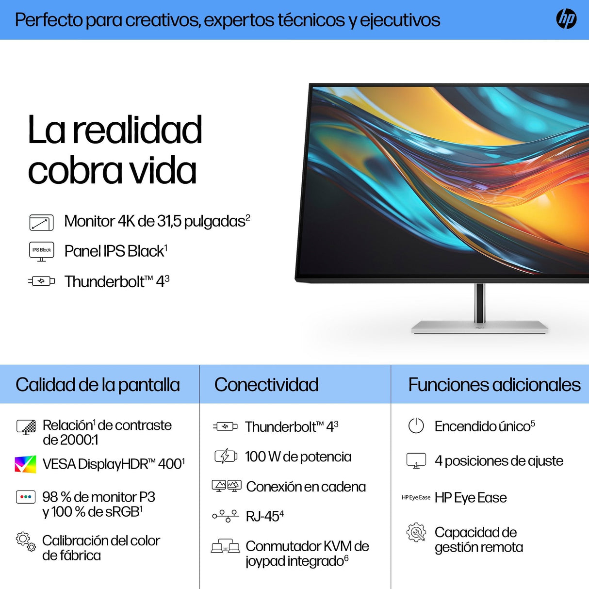 EAN 5715063476505 - HP Series 7 Pro 31.5 inch 4K Thunderbolt 4 Monitor - 732pk pantalla para PC 80 cm (31.5") 3840 x 2160 Pix imagen 3