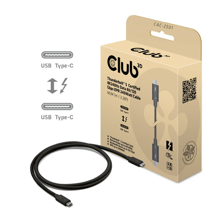 EAN 8719214473280 - CLUB3D CAC-2501 cable Thunderbolt 1 m 120 Gbit/s Negro imagen 1