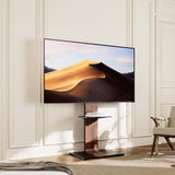 Aisens Soporte De Suelo Con Bandeja Dvd Para Monitor/Tv 50kg De 37-86, Negro-Marron