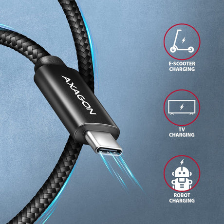 EAN 8595247907400 - Axagon BUCM2-CM15AB Ladekabel USB-C zu USB-C 2.0, 1,5 m, PD 240 W 5 A, ALU - Schwarz - 1,5 Meter langes U imagen 6