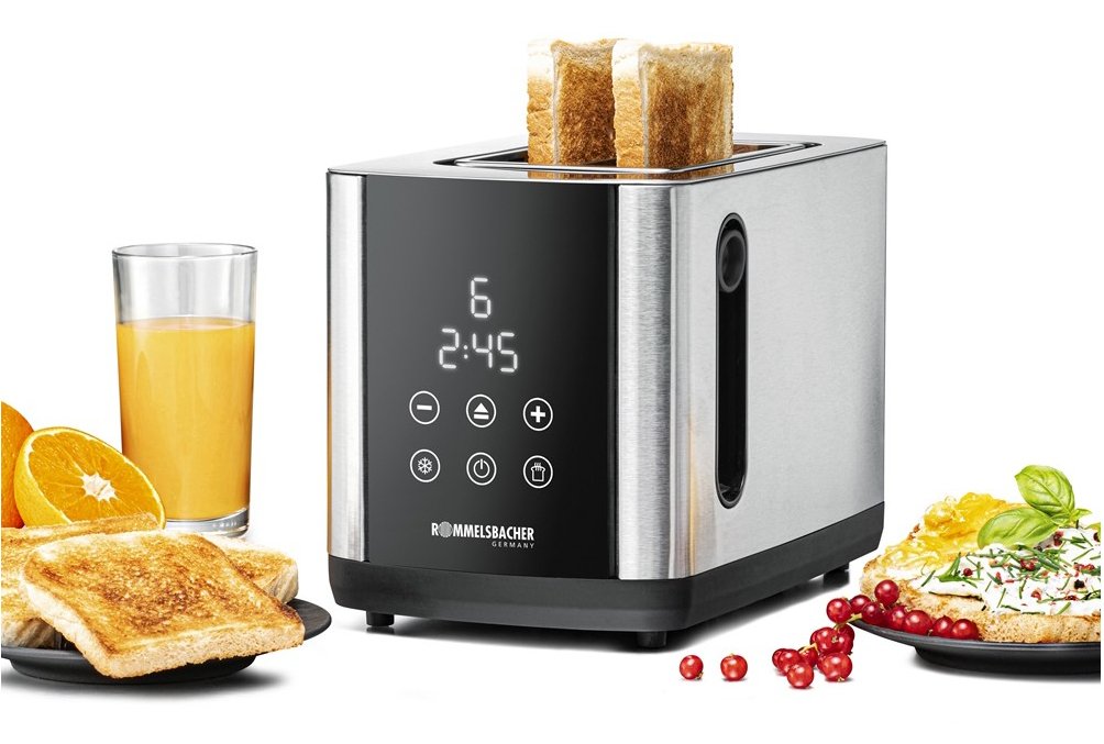 Tostadora Rommelsbacher Sunny To 850 (Acero Inoxidable/Negro, 800 W, Para 2 Tostadas)