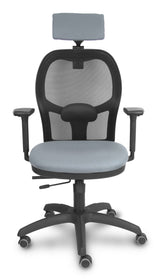 Piqueras Y Crespo Silla Jorquera Traslack Malla Negra Asiento Bali Gris Brazos 3d Cabecero Regulable