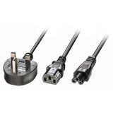 2.5m Uk 3 Pin Plug To 1x C13  & 1x C5