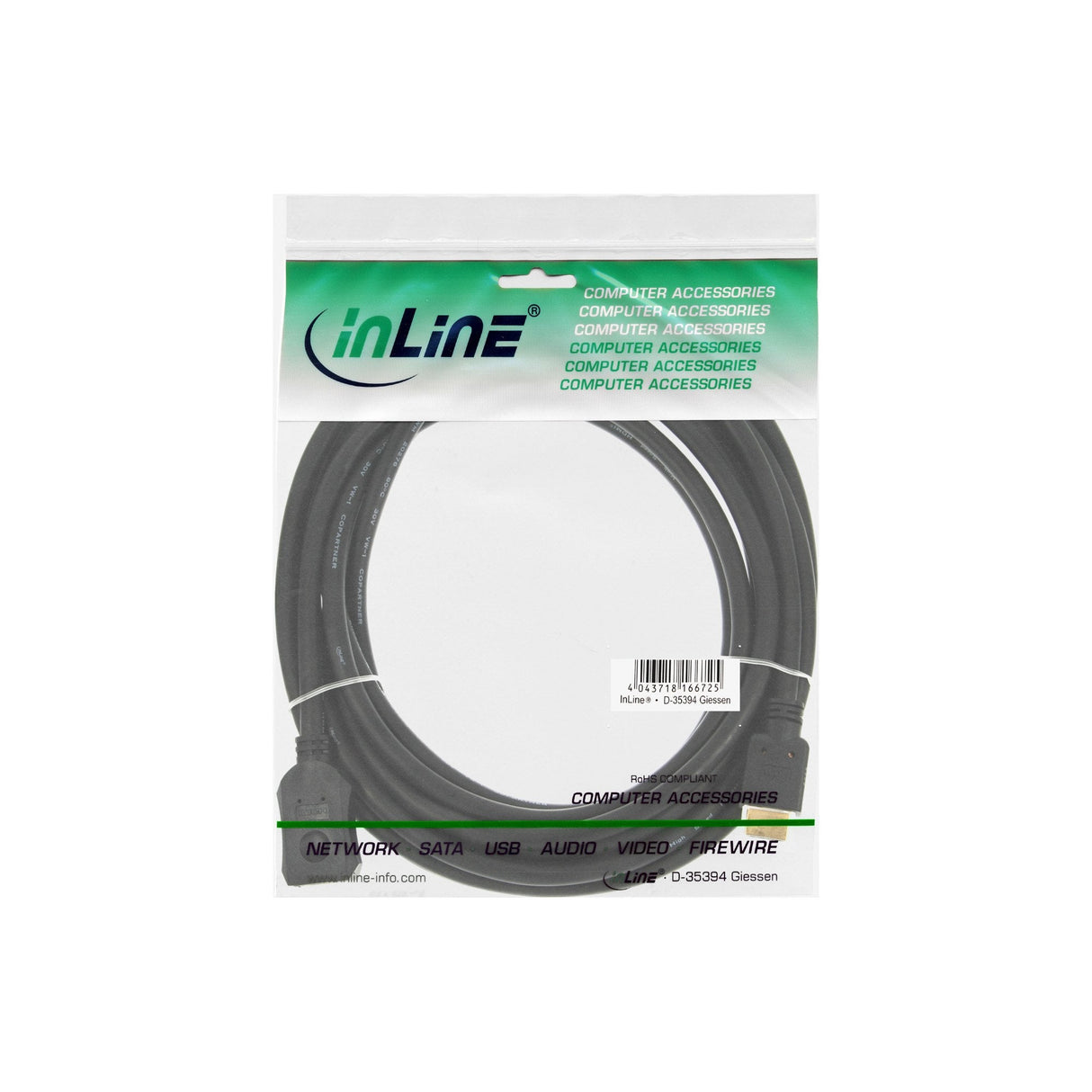 Cable Inline Hdmi Cable De Macho A Hembra Negro 1m