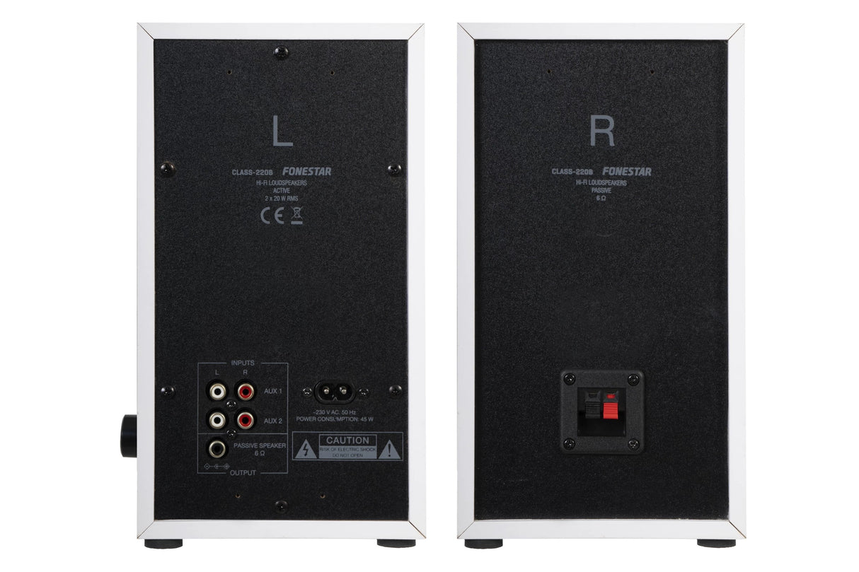 Altavoces Activos 2.0 Fonestar Class-220b Blancos 2*Rms 45w 60-20000hz Entradas 2*Línea Aux 2*Rca Receptor Bt 5.0 Mando A Distancia