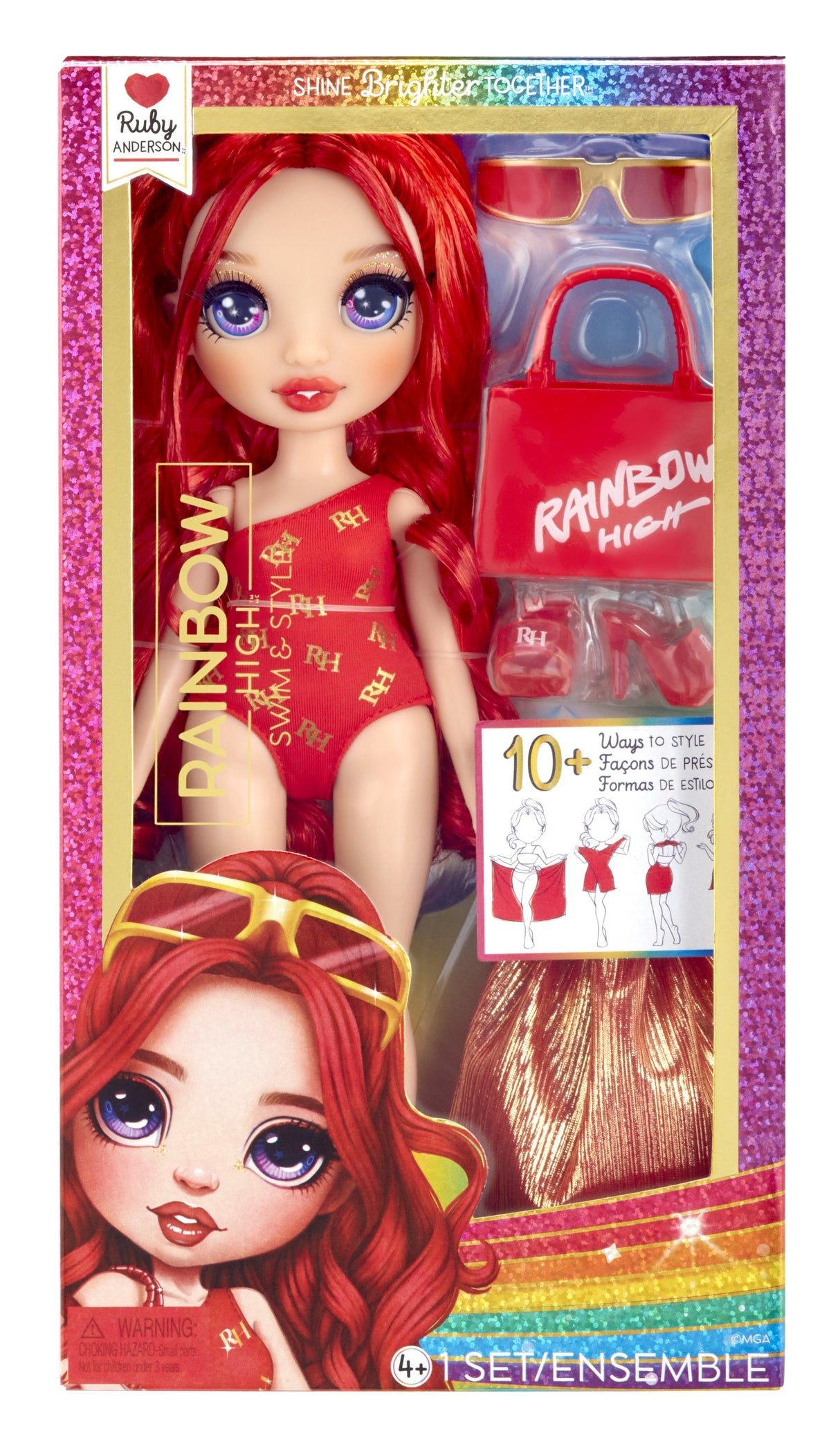 Muñeca  Mga Entertainment Rainbow High Swim & Style - Ruby Rojo, 507277-Euc