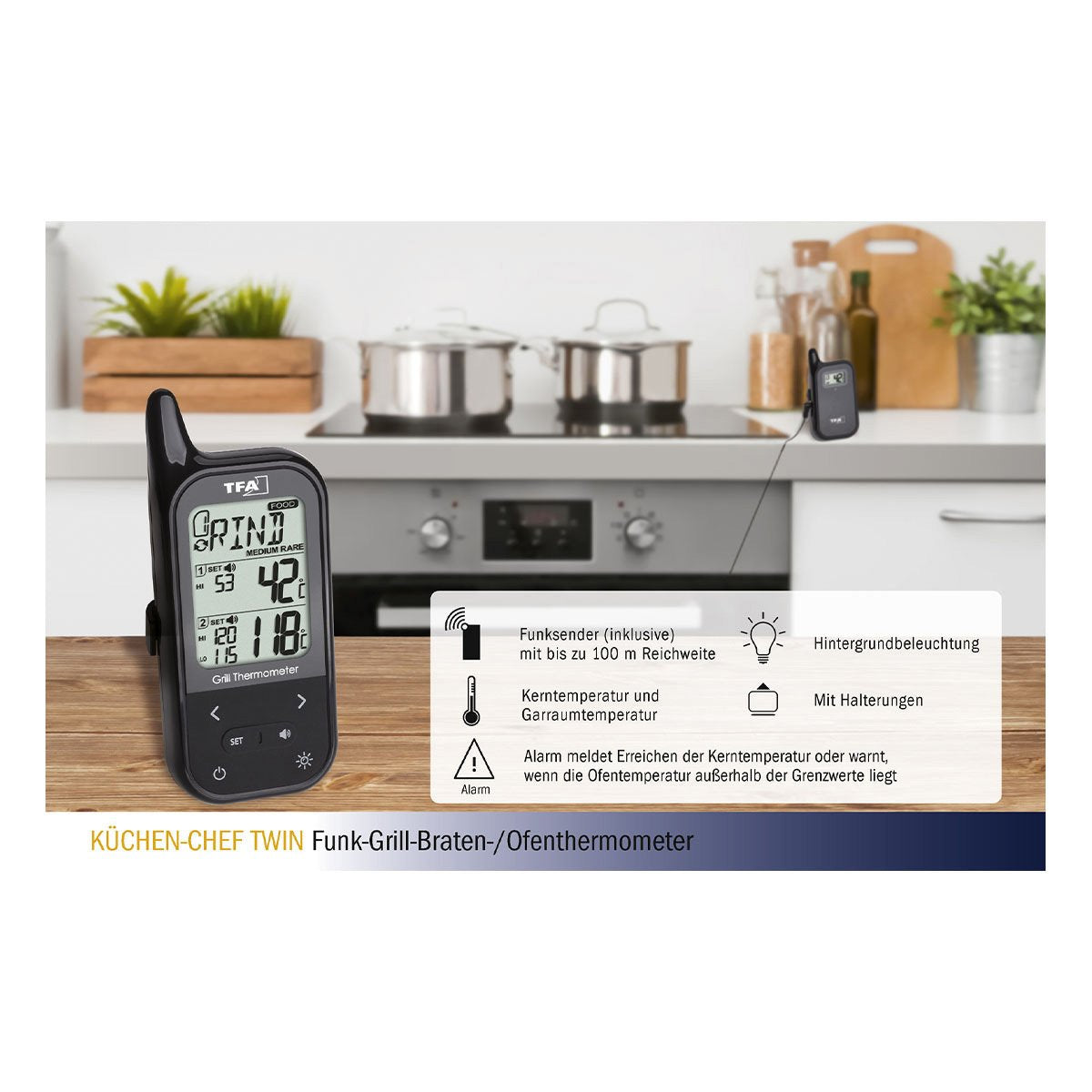 Tfa Termómetro Inalámbrico Para Horno Küchen-Chef Twin 14.1511.01