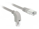 Cable De Parche De Delock Rj-45 Cat.6a S/Ftp Grey, 1 Metro, 1x Recto, 1x Conector En Ángulo Debajo De Abajo 85874