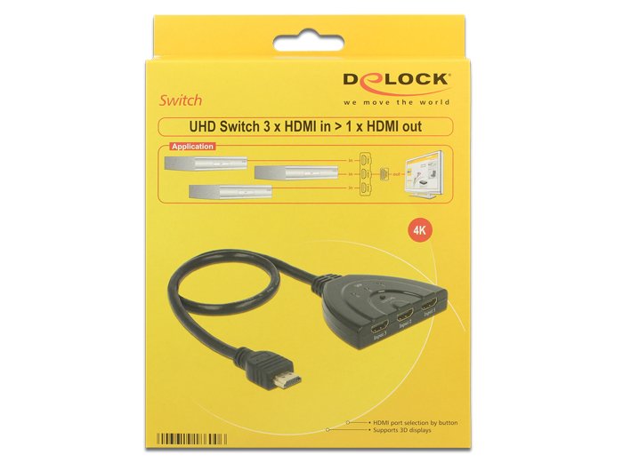 Delock Switch Hdmi 3 Entradas -> 1 Salida 4k 0.50m