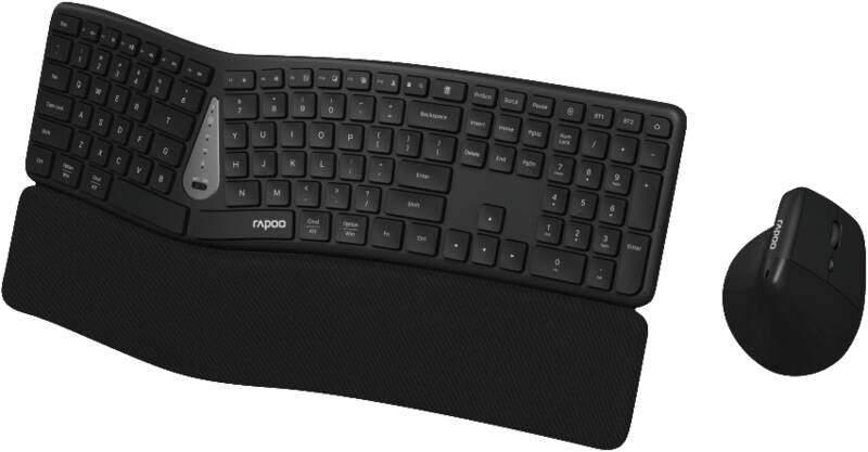 Rapoo Cableloses Multimodus-Kombi-Set 8810me Qwertz Keyboard + Mouse Grey