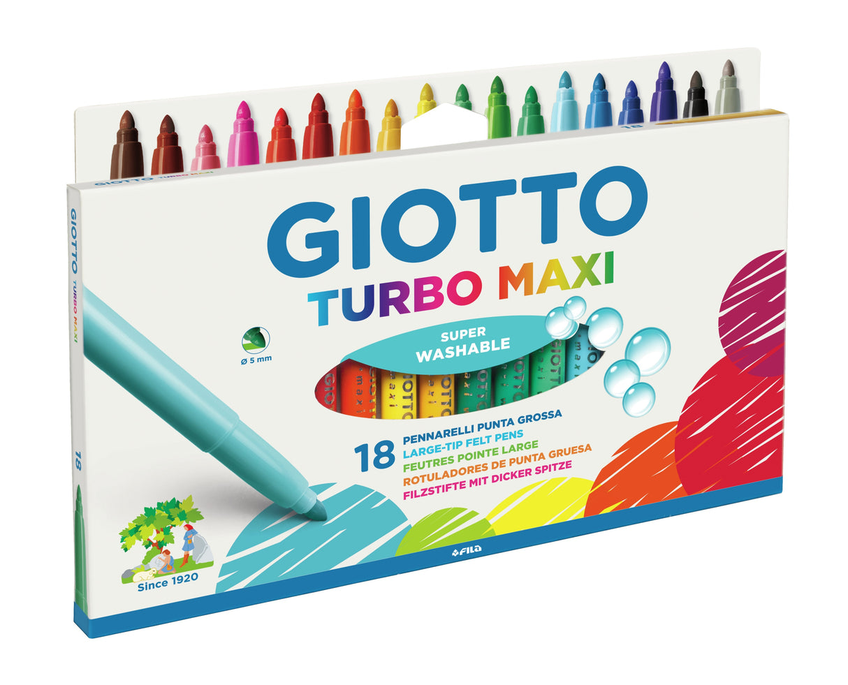 Giotto Rotuladores De Colores Turbo Maxi Estuche De 18 Con Asa