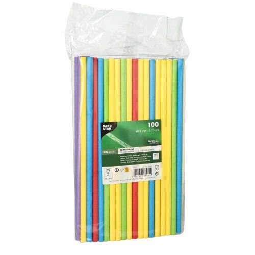 Papstar Strohhalme Pure Farbsortiert
