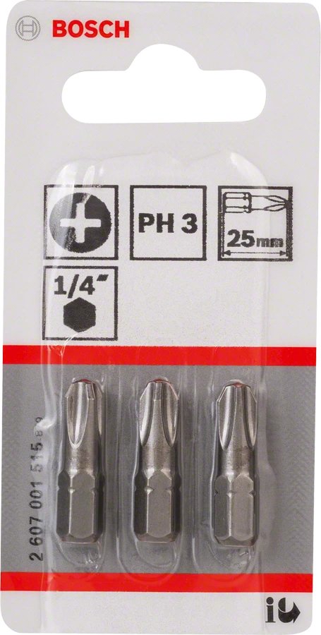 Bosch 3pcs Ph Punta De Destornillador Ph3 Xh 25mm