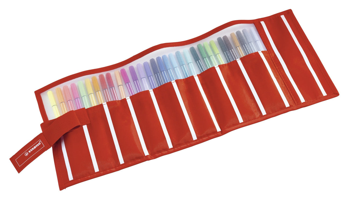Stabilo Pen 68 Rollerset Individual Rotulador Estuche Nylon Cierre Velcro 30 Colores