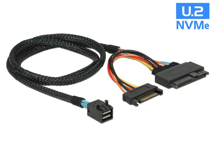 Delock 84821 Cable Sff-8643 Macho > U.2 Sff-8639 Hembra + Alimentación De Sata 75 Cm