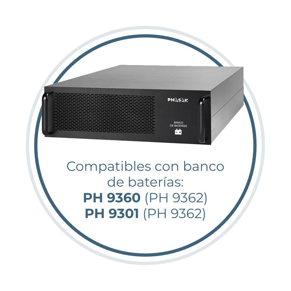 Phasak Sai Ph 9330 Online 10kva/8000w Formato Rack Bornes Lcd Usb+Rs232+Rj45 Baterias 20x 9ah