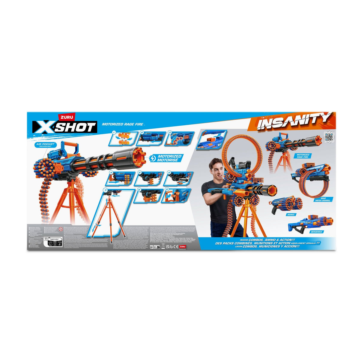 Zuru X-Shot - Insanity Blaster Rage Fire, Lanzador De Dardos Con 72 Dardos 36605