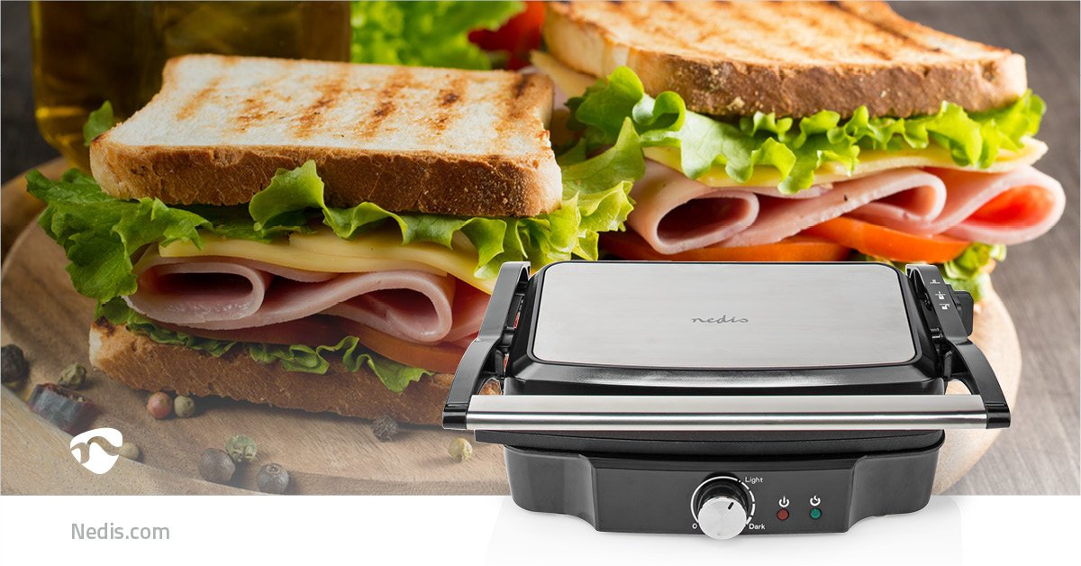 Nedis Parrilla De Contacto 1500 W Control De Temperatura Ajustable Acero Inoxidable / Plastico