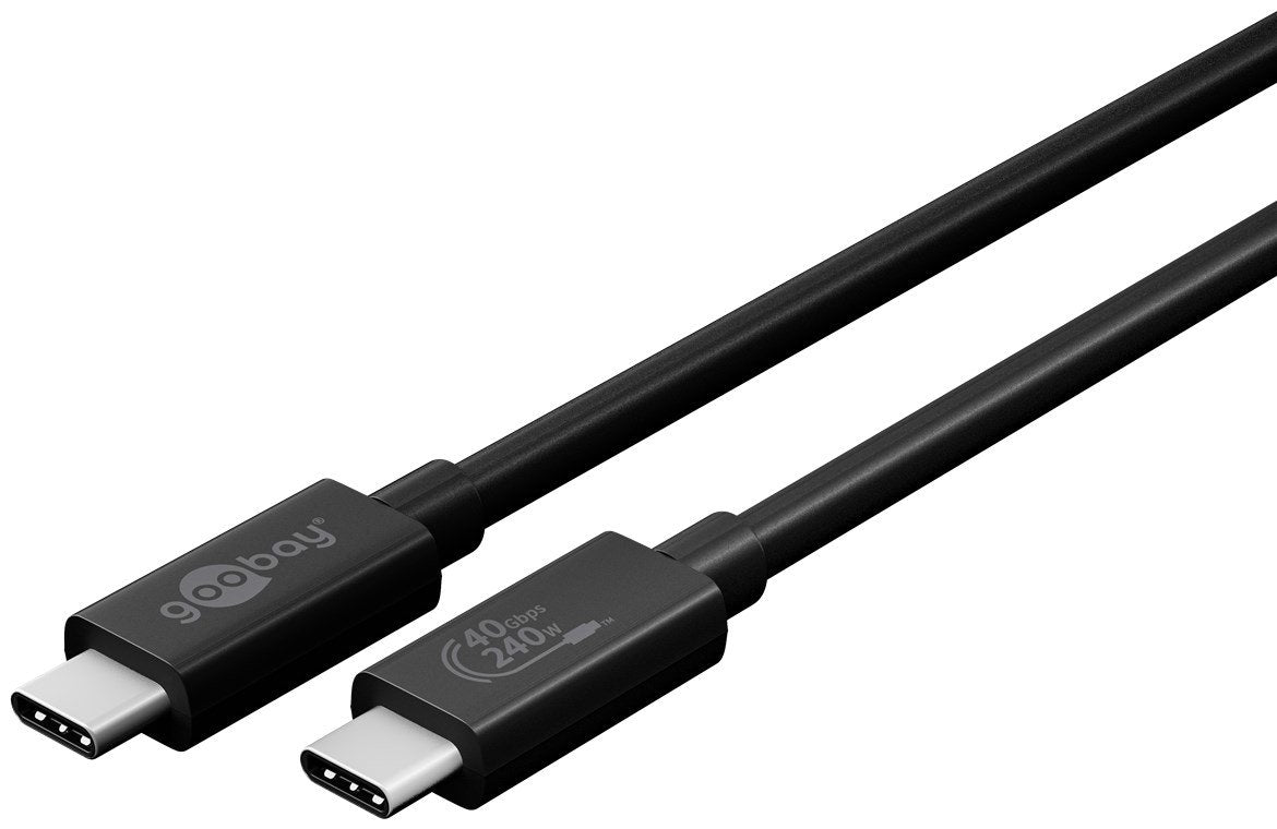 Cable De  0,70m Usb 4 G3x2 40gbps Pd240w Usb-C Macho A Usb-C Macho Negro Video 8k@60hz Datos Y Carga
