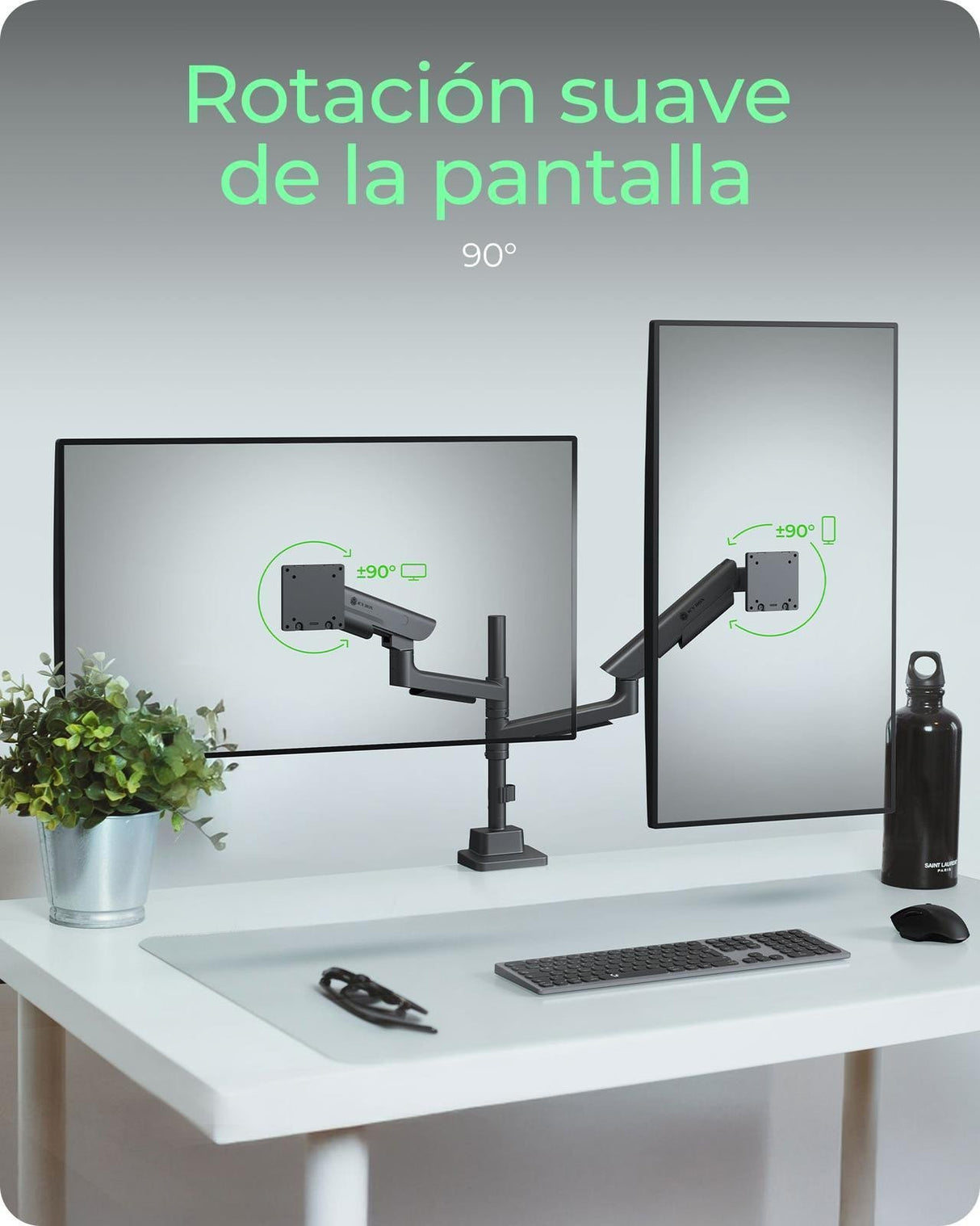 EAN 4250078175308 - ICY BOX IB-MS702-T soporte para monitor 144,8 cm (57") Escritorio Negro imagen 5