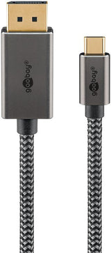 EAN 4040849757075 - Goobay 75707 adaptador de cable de vídeo 1 m USB Tipo C DisplayPort Negro, Plata imagen 1