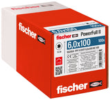 Tornillo De Construcción Para Madera Fischer Powerfull Ii 6,0x100 Zk Tx Vg 100 Piezas, Rosca Completa, Galvanizado 562954