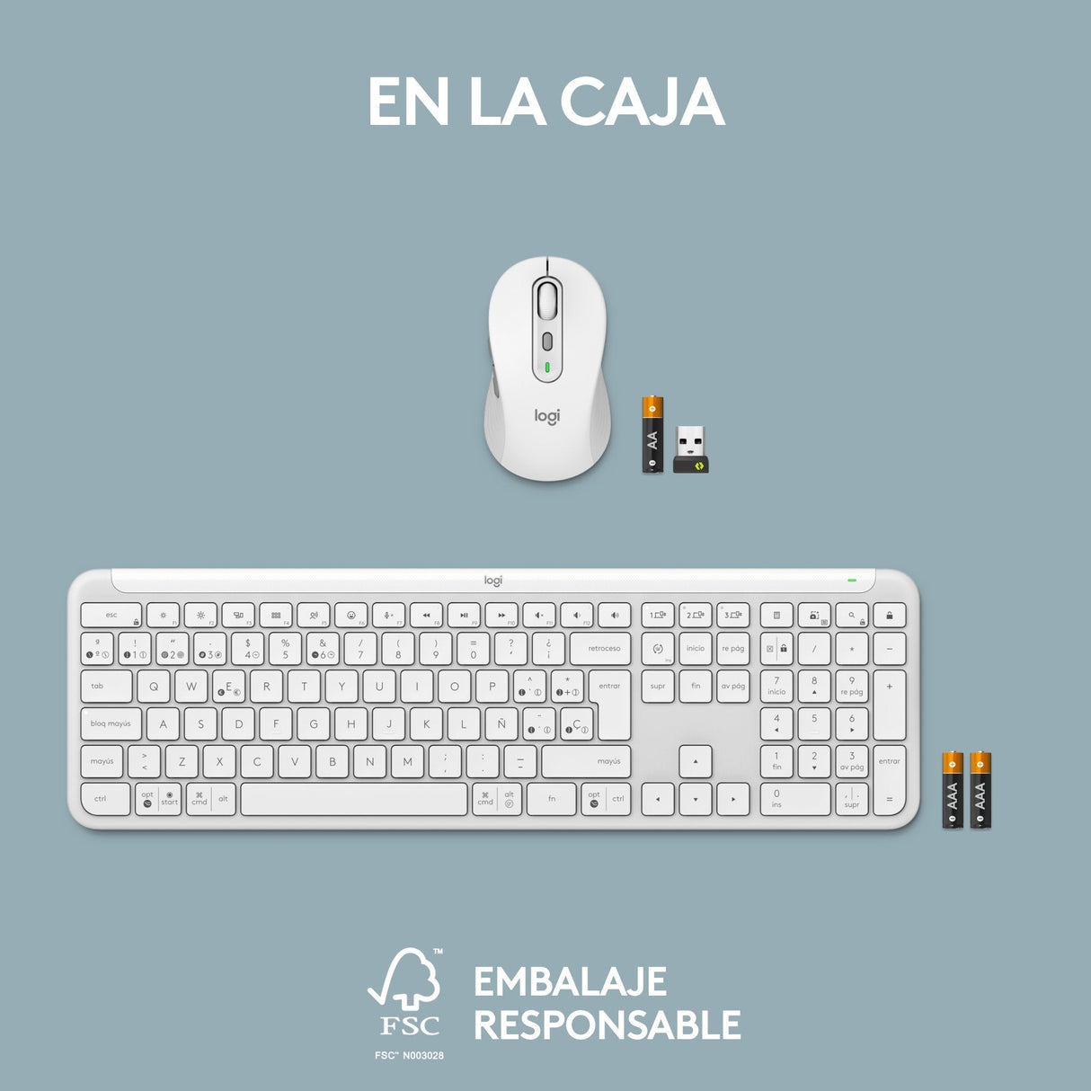 Teclado Español Y Ratón Inalámbricos Signature Slim Combo Mk950 Off Perp Blanco - Esp - Mediter-412