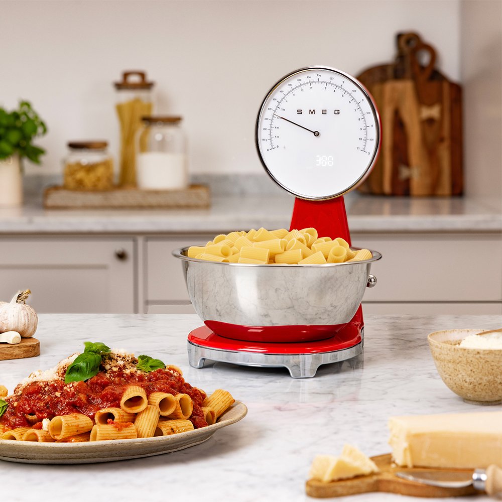Bascula De Cocina Analógica Y Digital Smeg Rojo Ksf01rdww