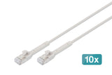 Cable De Conexión En Ángulo Cat 6a F-Ftp, Ku,Tpe-Lszh Awg 32/7, Longitud 0,5 M, Gris, 10 Unidades.