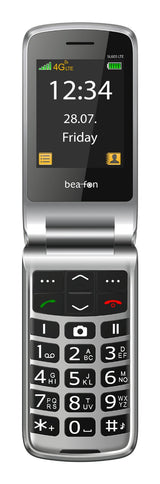 Beafon Sl645plus Lte- 4g, Plateado Line, Móvil Plegable Con Teclas Grandes, Negro-Plateado