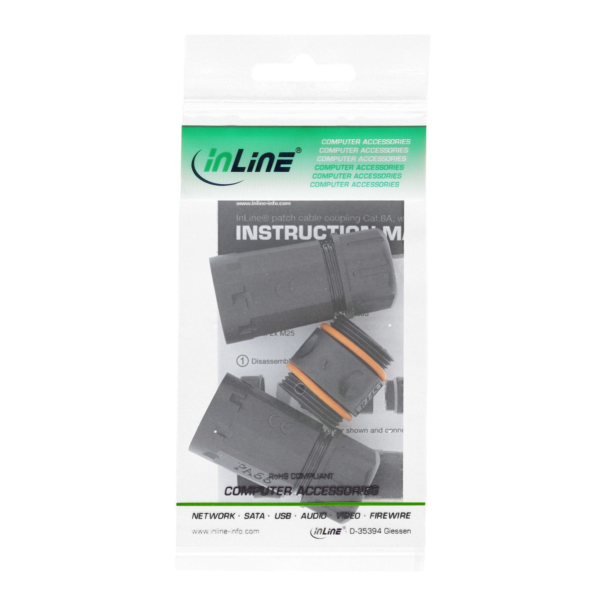 Acoplamiento Inline Cat.6a, Resistente Al Agua Ip68, 2x Rj45 F/F, 1:1